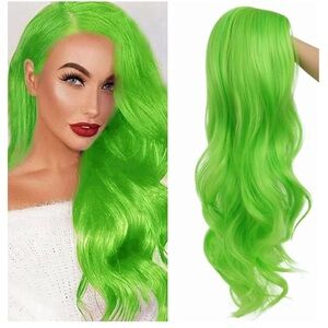 Vibrant neon Green Women's synthetic layered Hair Wig 25"